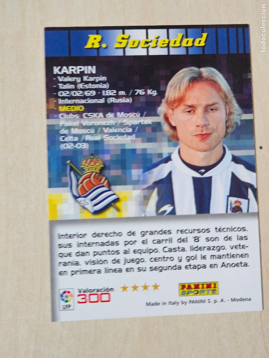 Cromos de f&uacute;tbol: CROMO N&ordm; 300 KARPIN - MEGACRACKS 2004 05 - REAL SOCIEDAD