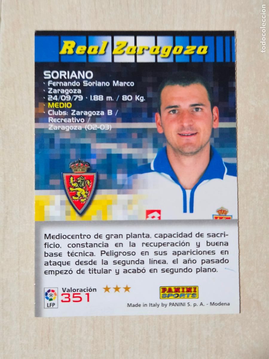 Cromos de f&uacute;tbol: CROMO N&ordm; 351 SORIANO - MEGACRACKS 2004 05 - REAL ZARAGOZA