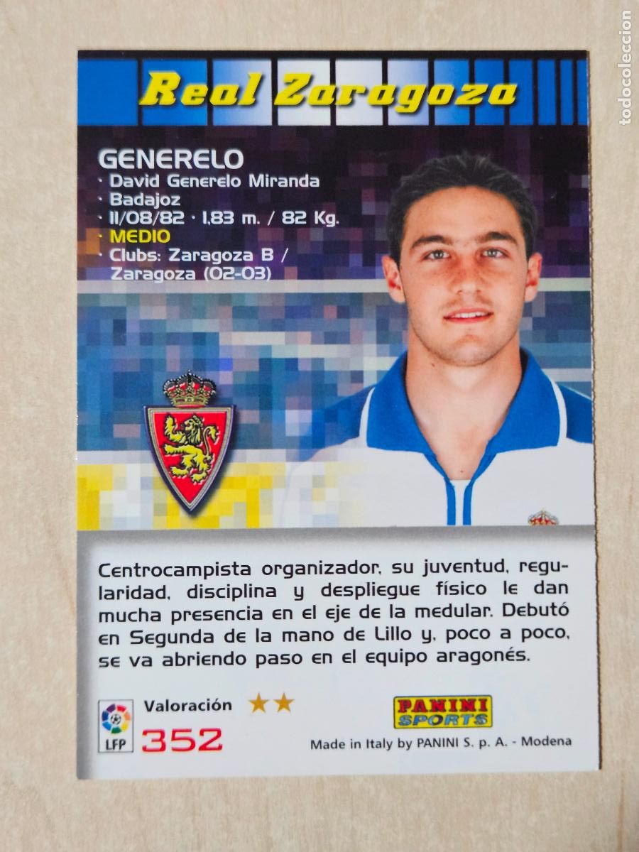 Cromos de f&uacute;tbol: CROMO N&ordm; 352 GENERELO - MEGACRACKS 2004 05 - REAL ZARAGOZA