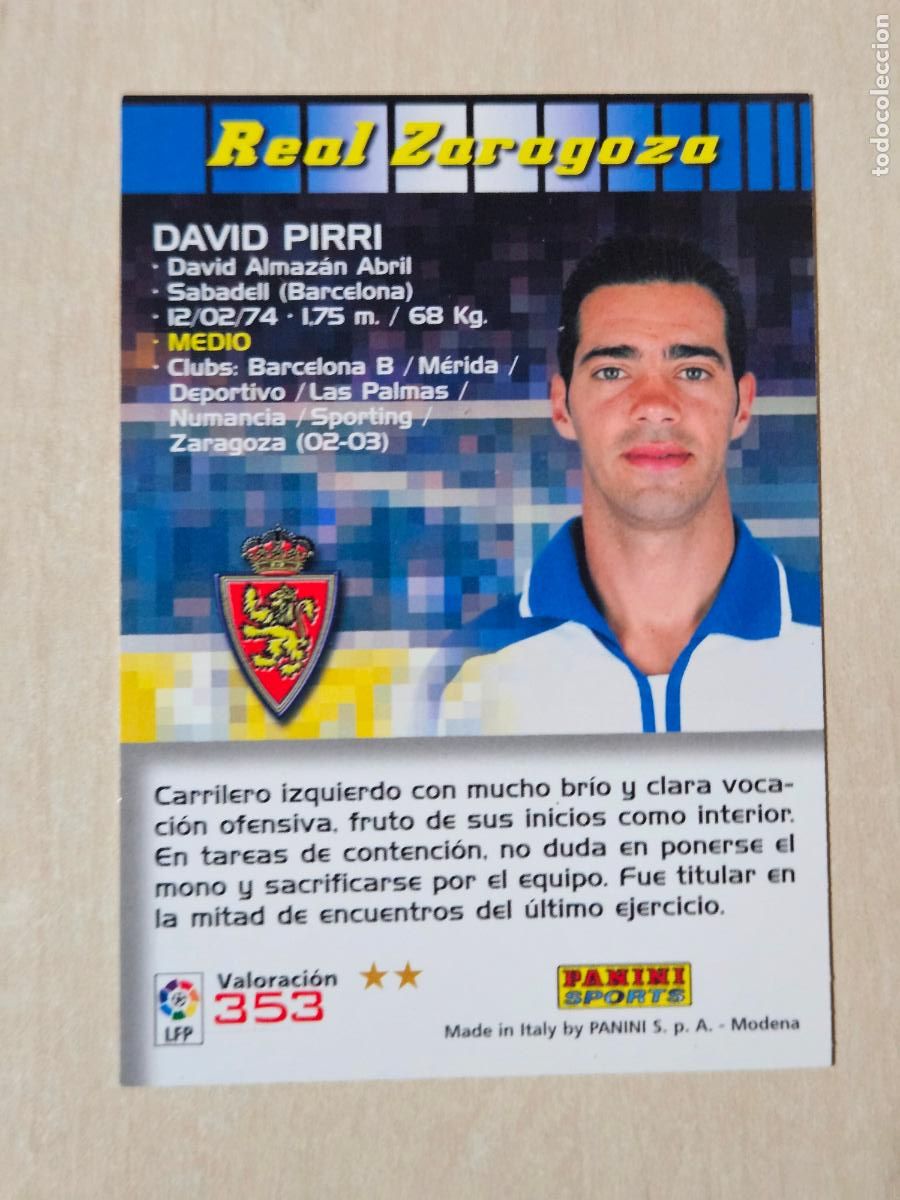 Cromos de f&uacute;tbol: CROMO N&ordm; 353 DAVID PIRRI - MEGACRACKS 2004 05 - REAL ZARAGOZA