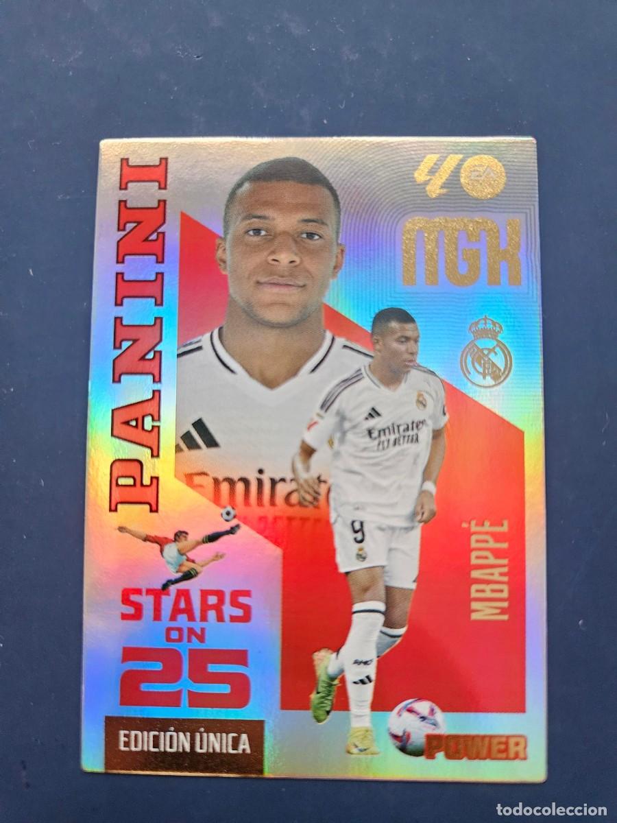 Cromos de f&uacute;tbol: N&ordm; 450P MBAPPE REAL MADRID STARS ON 25 POWER EDICION UNICA MGK MEGACRACKS 26 27 2026 2027