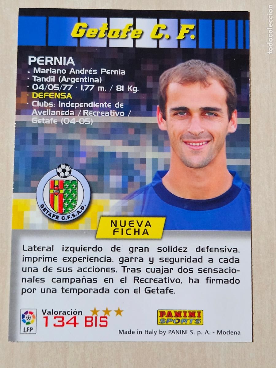 Football Stickers: CROMO N&ordm; 134 BIS PERNIA - MEGACRACKS 2004 05 - GETAFE