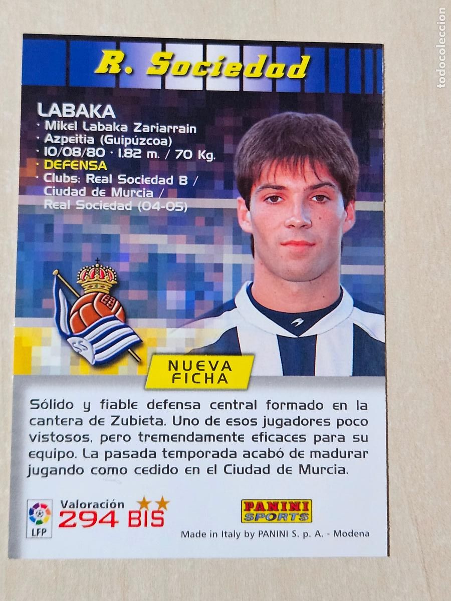 Cromos de f&uacute;tbol: CROMO N&ordm; 294 BIS LABAKA - MEGACRACKS 2004 05 - REAL SOCIEDAD