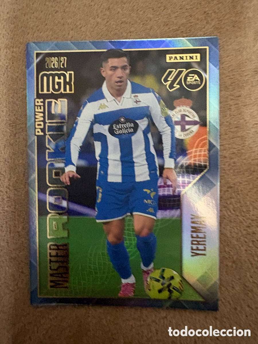 Cromos de f&uacute;tbol: CROMO CARD 2026 2027 MEGACRACKS 27 26 MGK PANINI MASTER ROOKIE POWER YEREMAY DEPORTIVO LA CORU&Ntilde;A
