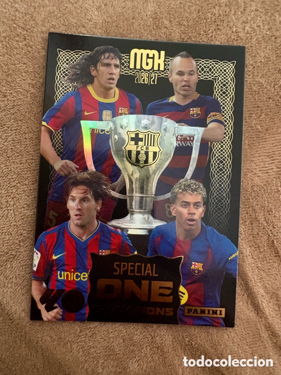 Cromos de f&uacute;tbol: BARCELONA SPECIAL ONE CHAMPIONS MESSI YAMAL PUYOL INIESTA ⚽ MEGACRACKS LIGA 2026 2027 26 27⚽