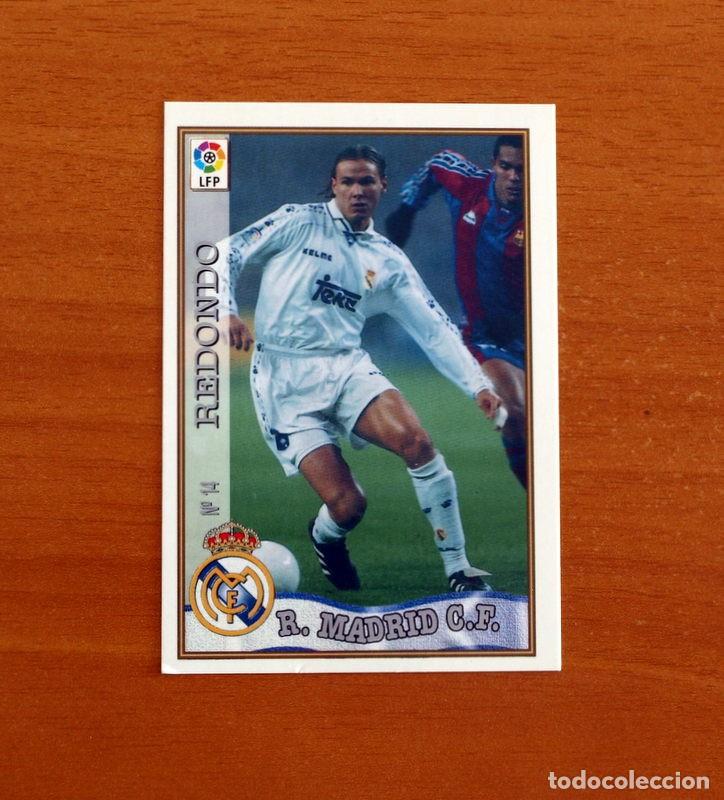 Football Stickers: Real Madrid - N&ordm; 14 Redondo - Mundicromo ficha de la Liga 1997-1998, 97-98