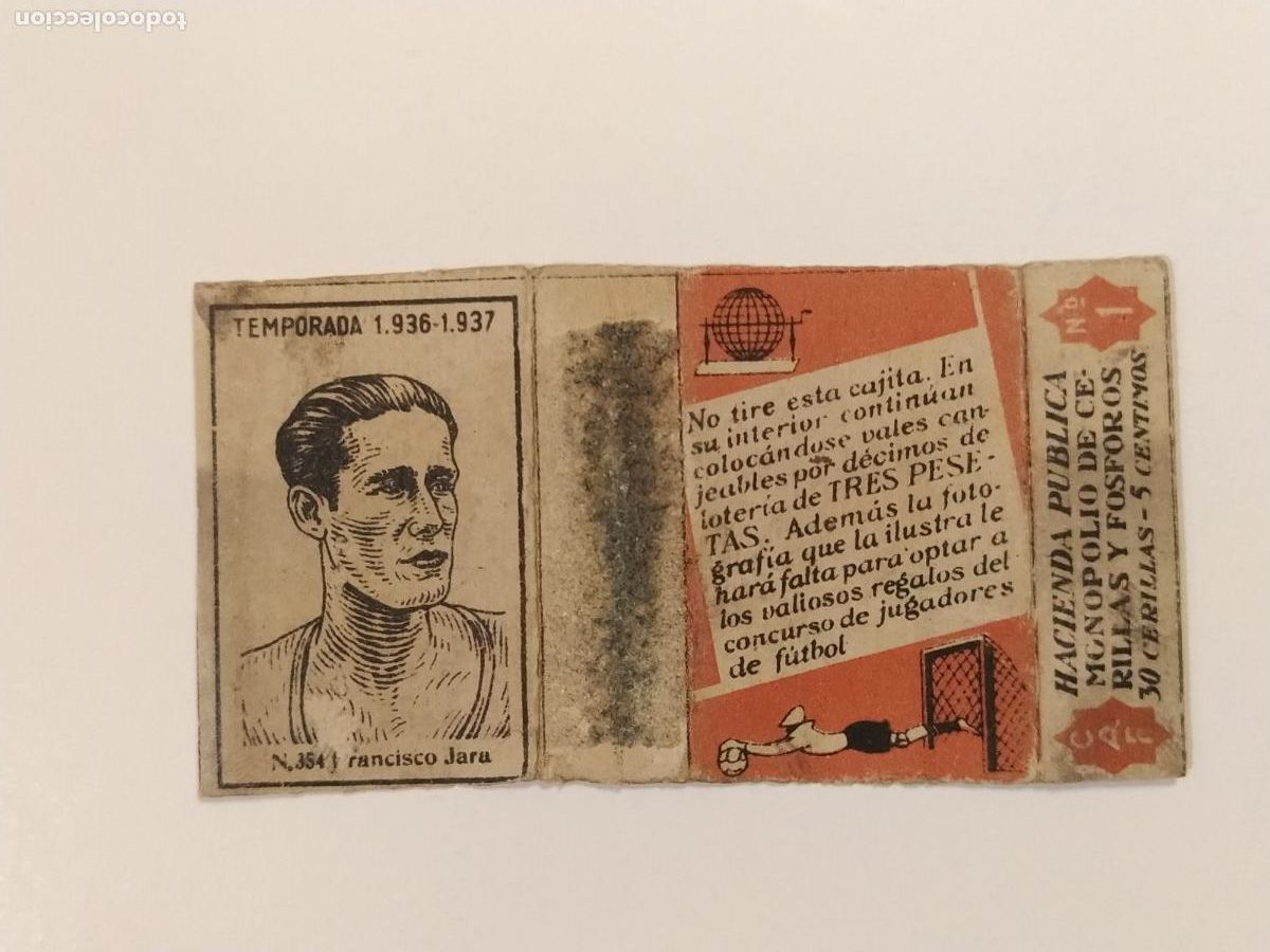Cromos de Futebol: FRANCISCO JARA - 1936 1937 - CROMO FUTBOL CAJA DE CERILLAS -VER FOTOS-(116.523)