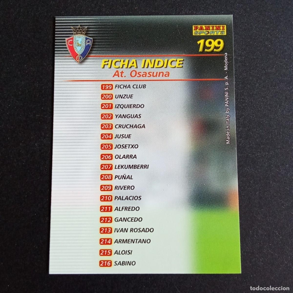 Cromos de f&uacute;tbol: 199 INDICE OSASUNA LIGA 2002 2003 02 03 MEGAFICHAS PANINI