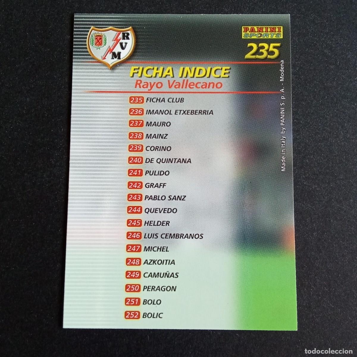 Cromos de f&uacute;tbol: 235 INDICE RAYO VALLECANO LIGA 2002 2003 02 03 MEGAFICHAS PANINI