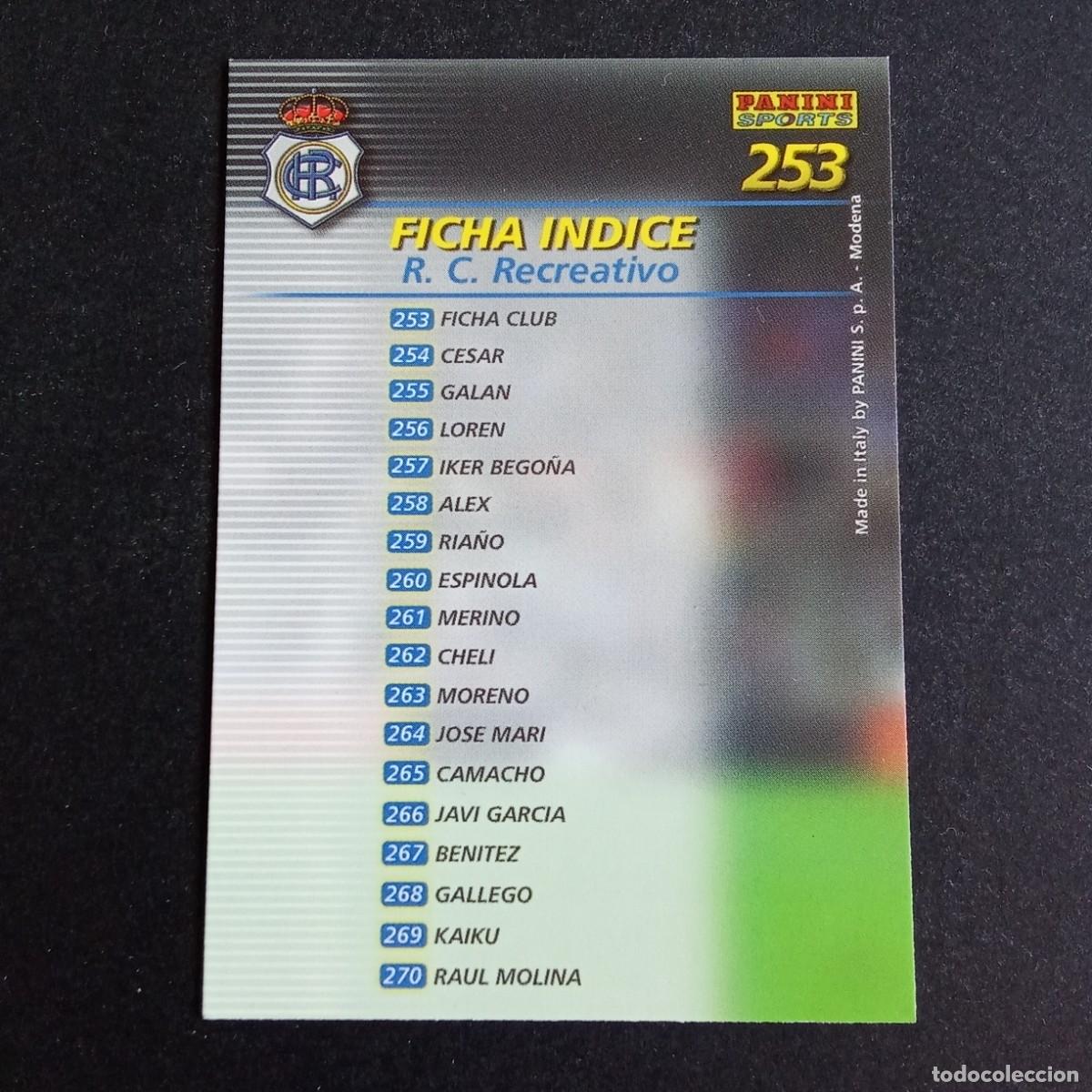 Cromos de f&uacute;tbol: 253 INDICE RECREATIVO HUELVA LIGA 2002 2003 02 03 MEGAFICHAS PANINI