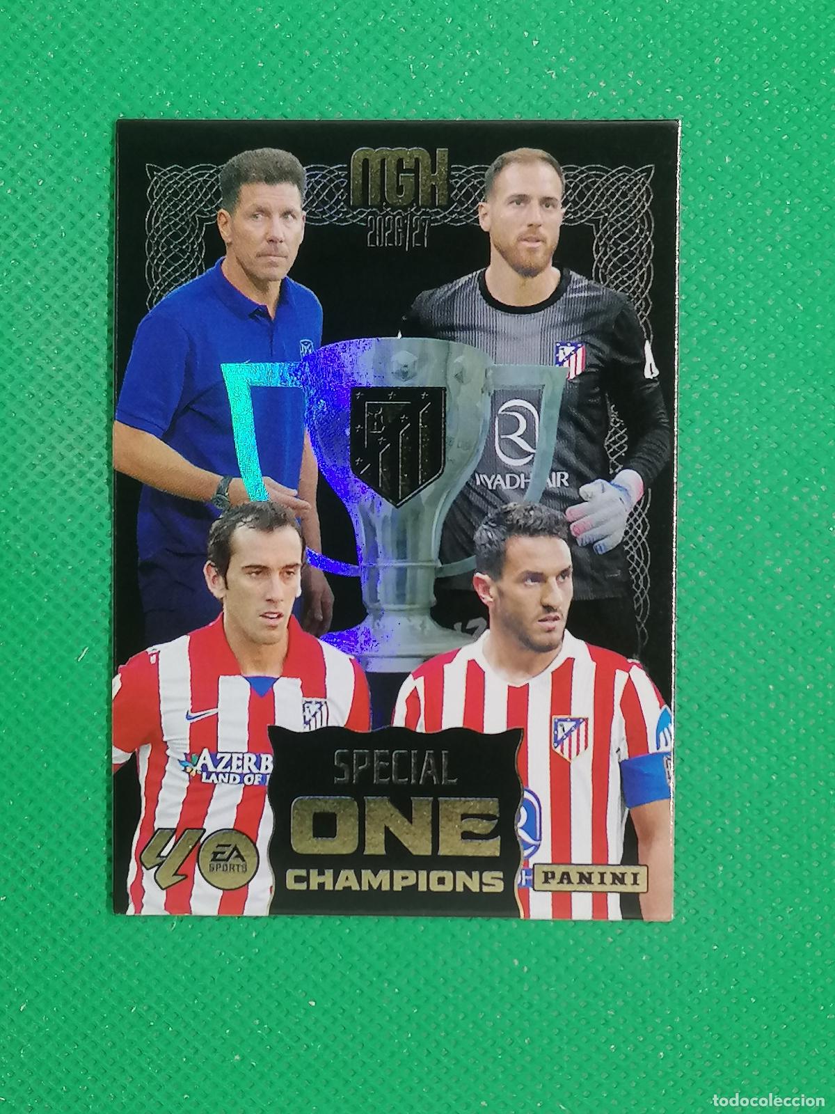 Cromos de f&uacute;tbol: ATLETICO DE MADRID SPECIAL ONE CHAMPIONS OBLAK SIMEONE KOKE GODIN ⚽ MEGACRACKS LIGA 2026 2027 26 27⚽