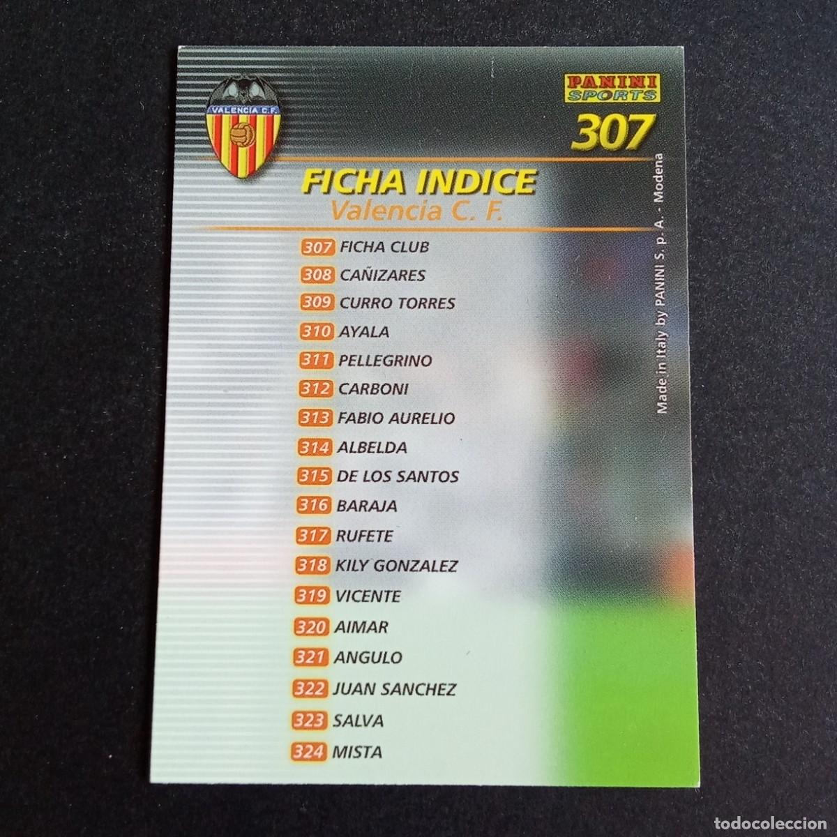 Cromos de f&uacute;tbol: 307 INDICE VALENCIA LIGA 2002 2003 02 03 MEGAFICHAS PANINI