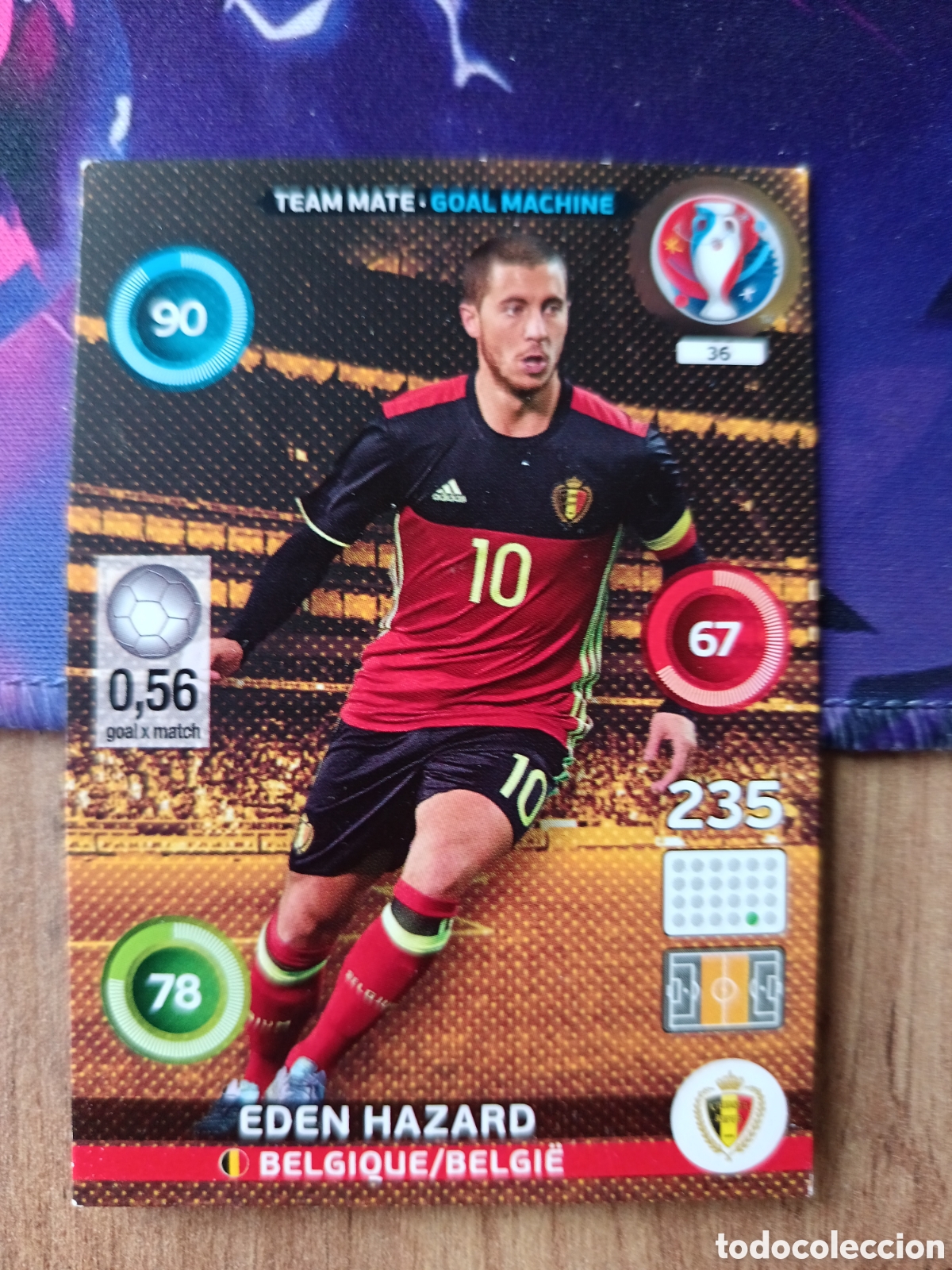 Cromos de f&uacute;tbol: 36 Hazard Team Mate, Panini Adrenalyn XL UEFA Euro 2016 Eurocopa 16