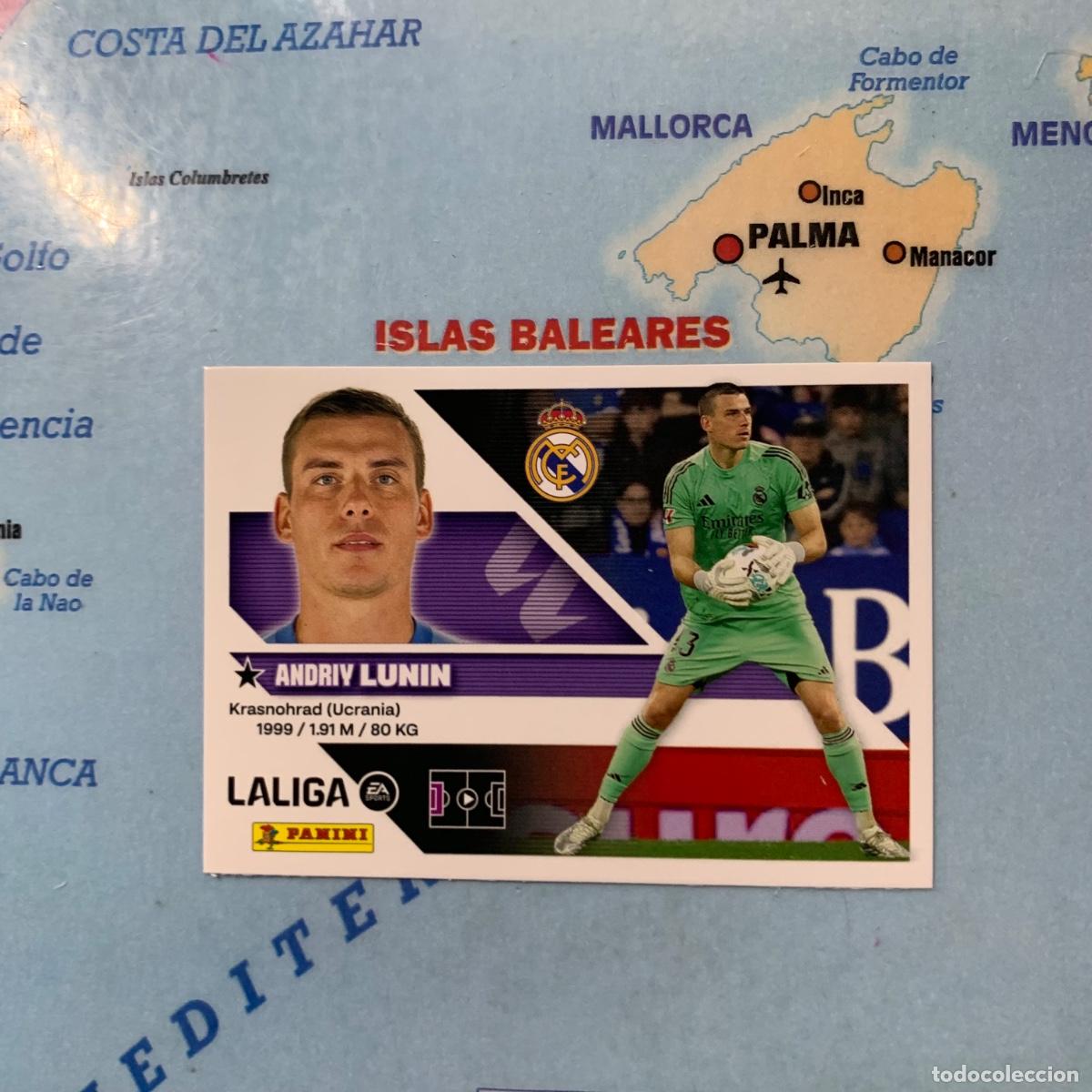 Cromos de f&uacute;tbol: Lunin n&uacute;mero 4 del Real Madrid cromo liga este 26-27 2026-2027
