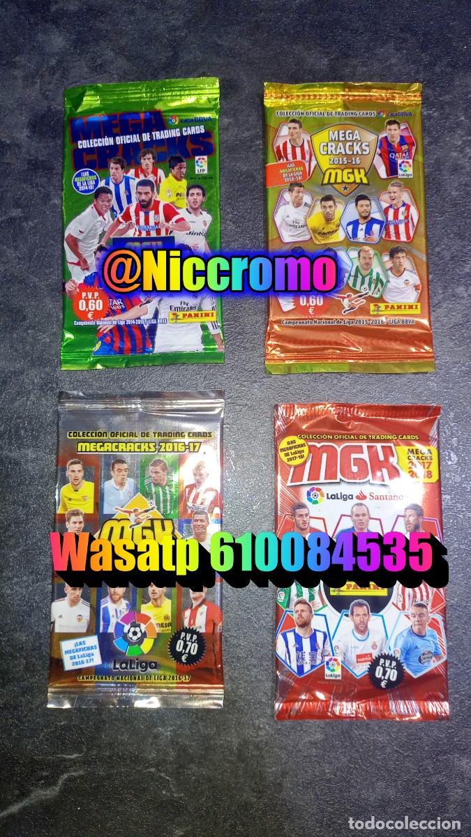 Cromos de f&uacute;tbol: 4 sobres diferentes sin abrir mgk 14/15 15/16 16/17 17/18 megacracks panini messi ronaldo + niccromo