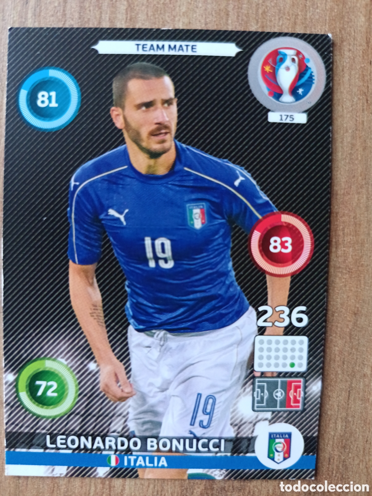 Cromos de f&uacute;tbol: 175 Bonucci Panini Adrenalyn XL UEFA Euro 2016 Eurocopa 16