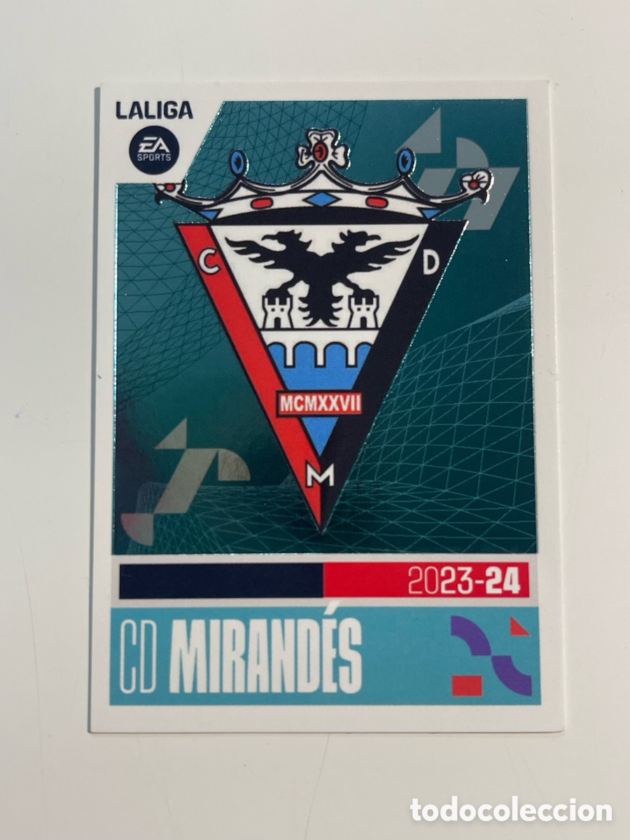 Football Stickers: Cromo Escudo CD MIRAND&Eacute;S colecci&oacute;n album de cromos LIGA 2023-24 Coleccciones Este Panini