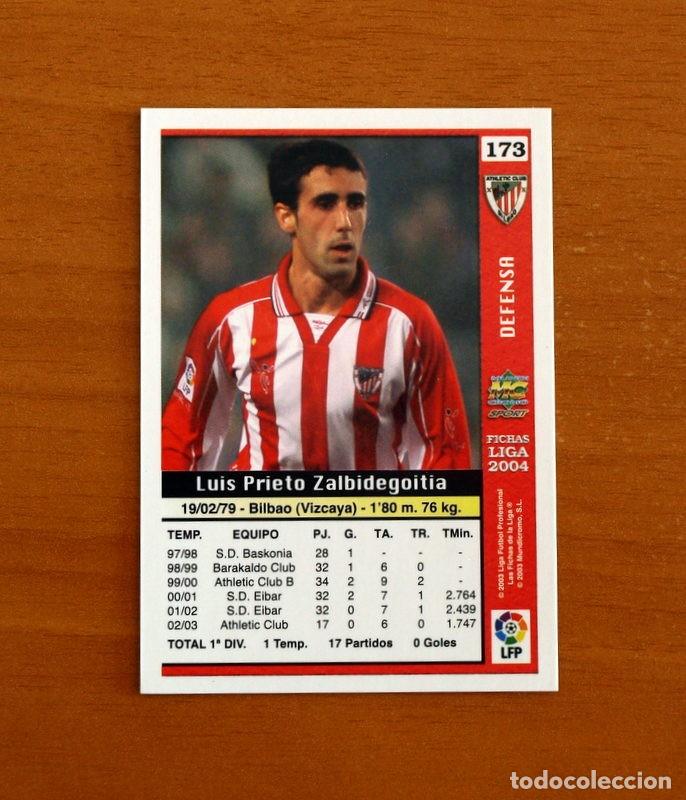 Cromos de f&uacute;tbol: Athletic de Bilbao -N&ordm; 173 Luis Prieto -Las Fichas de la Liga Mundicromo 2003-2004-03-04