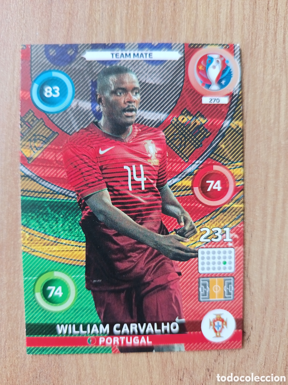 Football Stickers: 270 William Carvalho Panini Adrenalyn XL UEFA Euro 2016 Eurocopa 16