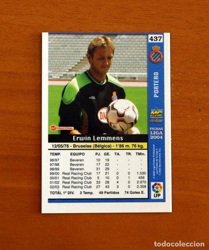 Figurine di Calcio: R.C.D. Espa&ntilde;ol-Espanyol -N&ordm; 437 Lemmens -Las Fichas de la Liga Mundicromo 2003-2004-03-04