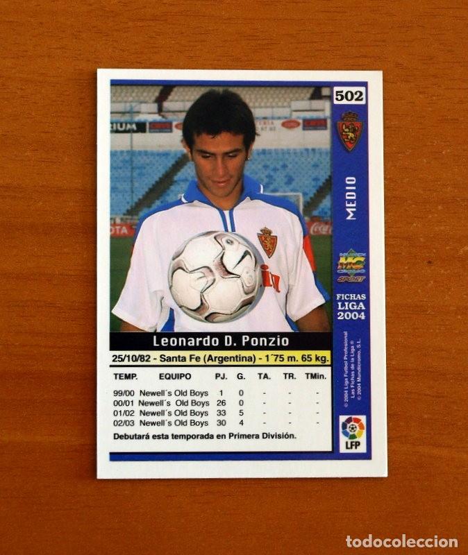 Football Stickers: Real Zaragoza -N&ordm; 502 Ponzio -Las Fichas de la Liga Mundicromo 2003-2004-03-04