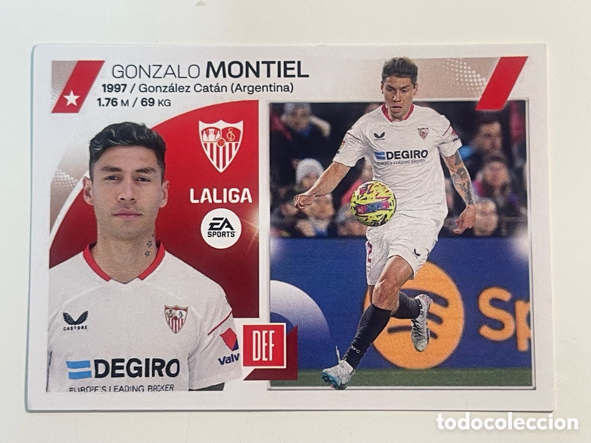 Football Stickers: Cromo &rdquo;GONZALO MONTIEL&rdquo; SEVILLA FC colecci&oacute;n album de cromos LIGA 2023-24 Coleccciones Este Panini