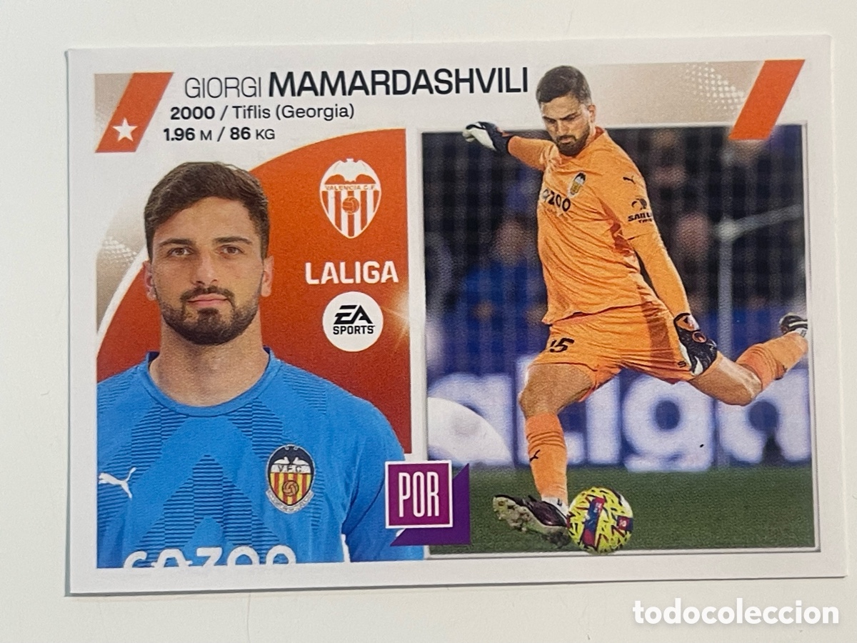 Figurine di Calcio: Cromo &rdquo;MAMARDASHVILI&rdquo; VALENCIA CF colecci&oacute;n album de cromos LIGA 2023-24 Coleccciones Este Panini