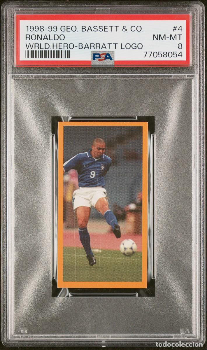 Cromos de f&uacute;tbol: Ronaldo #4 Bassett Football Candy Sticks World Heroes 1998 99 Psa 8