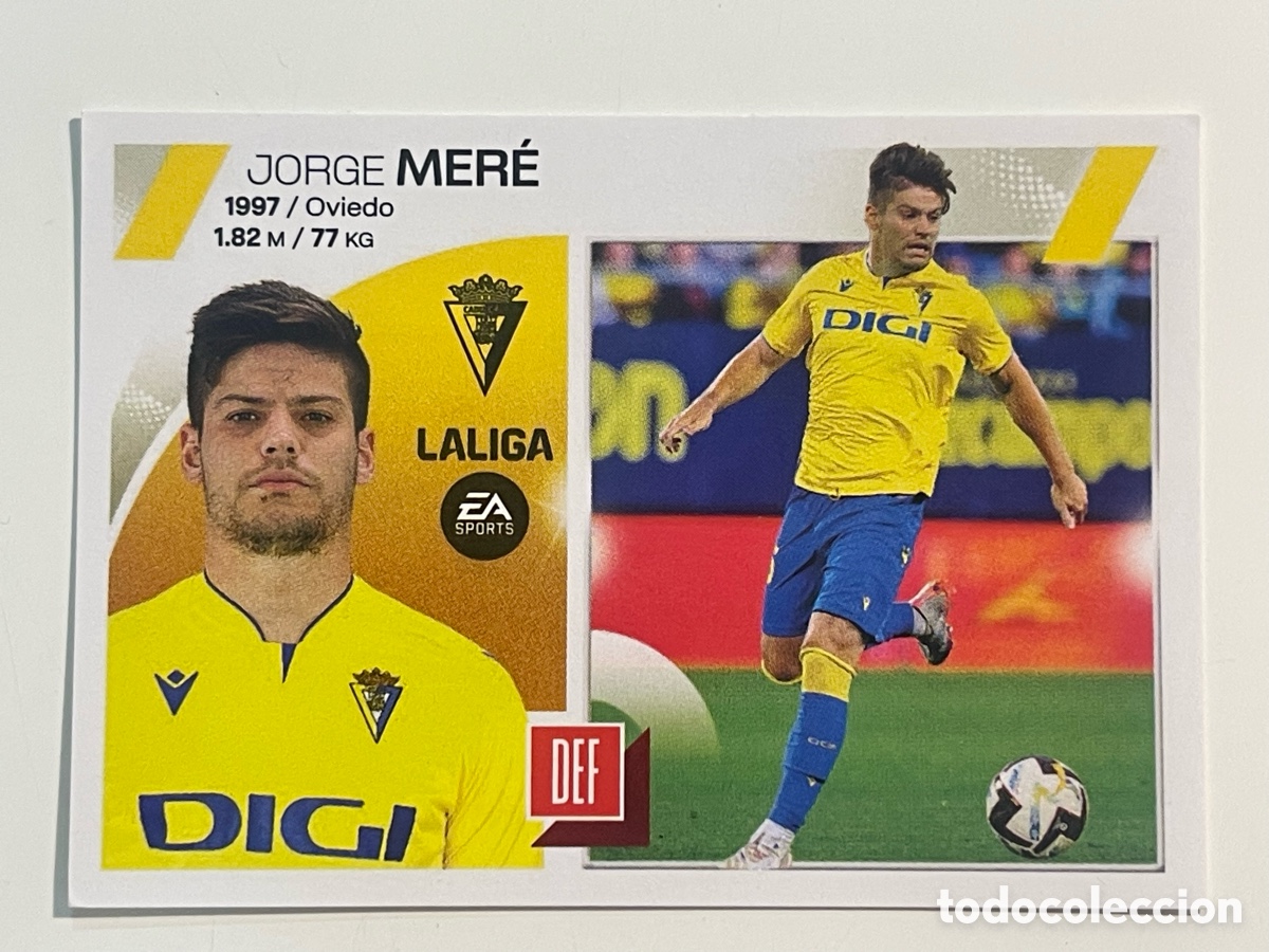 Cromos de f&uacute;tbol: Cromo &rdquo;JORGE MER&Eacute;&rdquo; CADIZ CF colecci&oacute;n album de cromos LIGA 2023-24 Coleccciones Este Panini