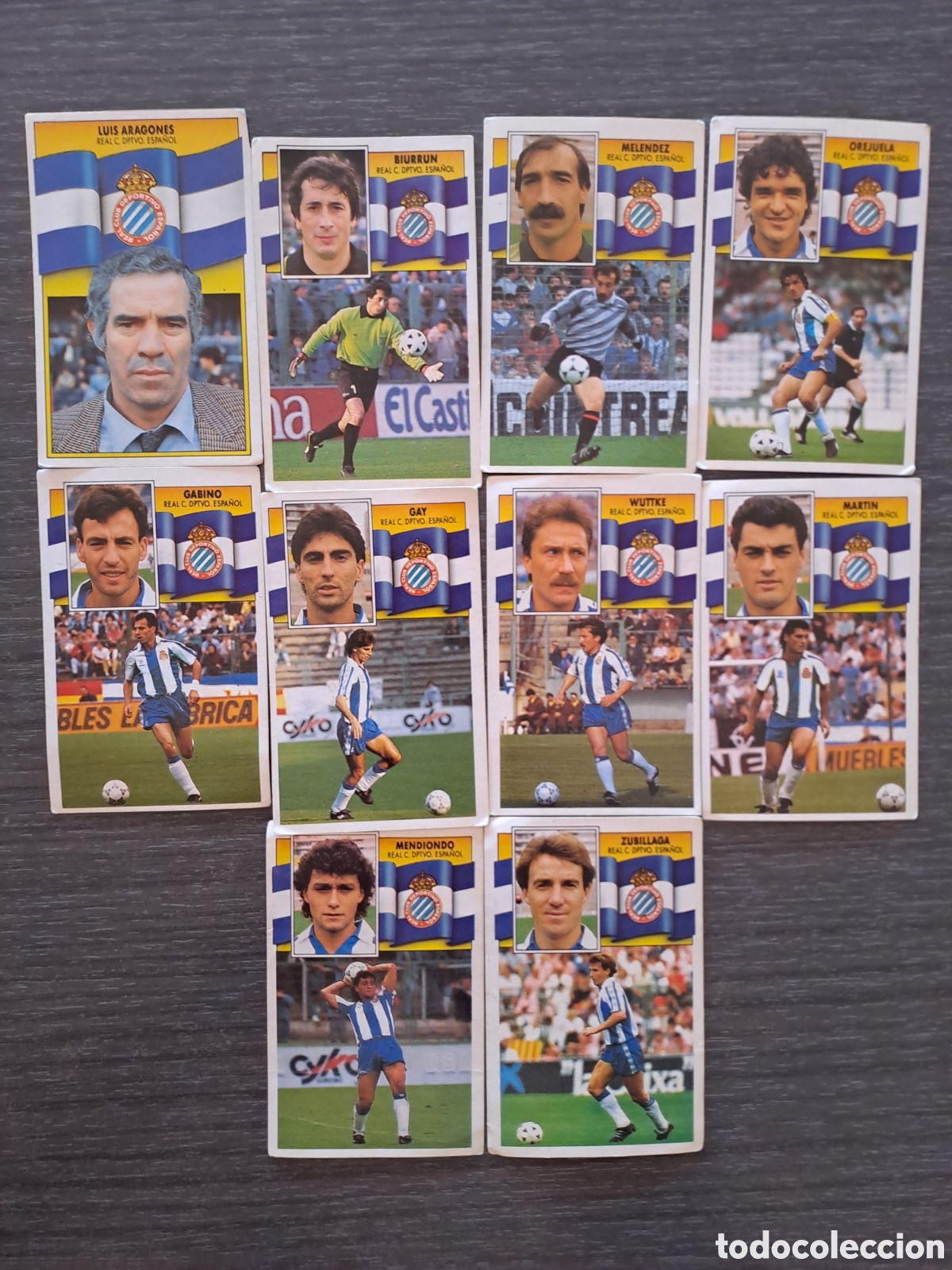 Cartes &agrave; collectionner de Football: LOTE R.C.D. ESPANYOL &mdash; LIGA ESTE 90-91 TODOS LOS CROMOS SON SIN PEGAR Lote completo de 10 cromos