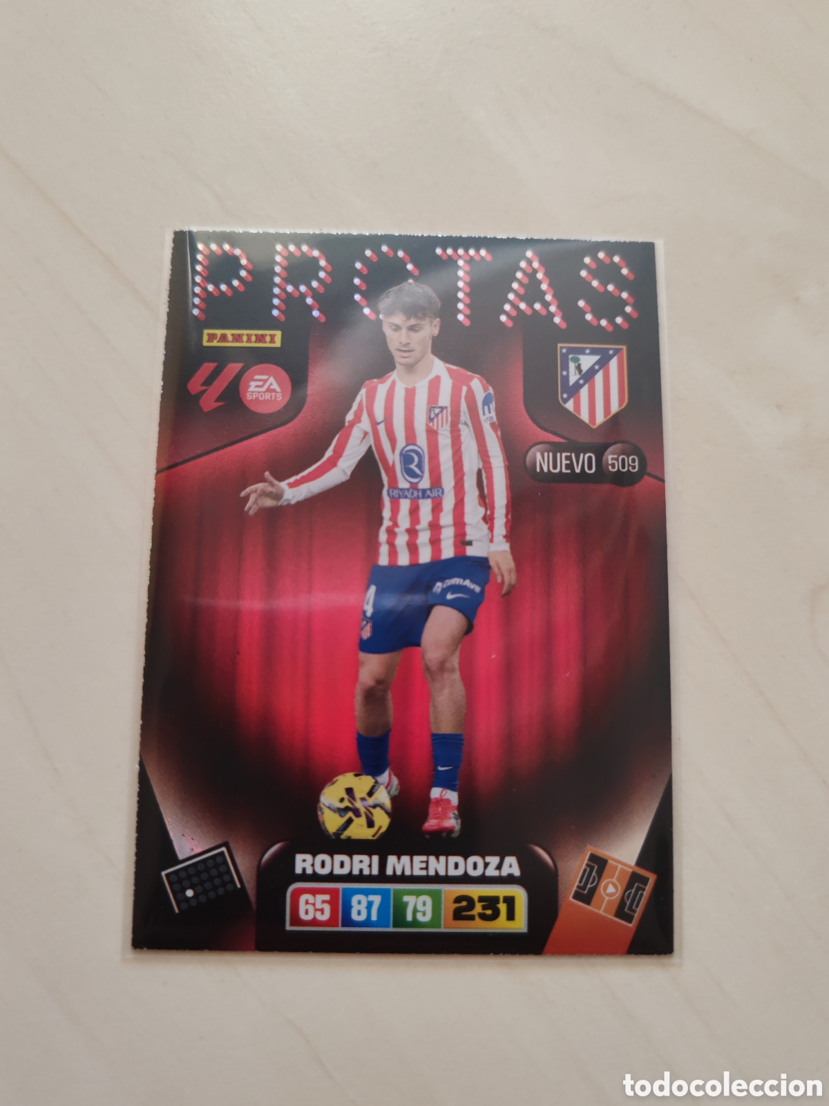 Cromos de f&uacute;tbol: Cromo ADRENALYN 2025 2026 25 26 N. 509 ATLETICO MADRID PROTAS RODRI MENDOZA. Nuevo