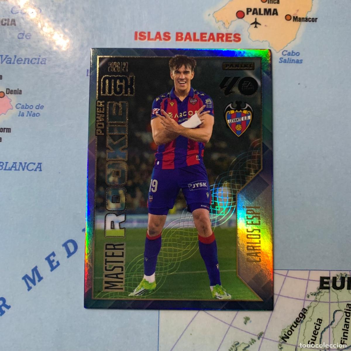 Cromos de f&uacute;tbol: Carlos Espi serie master Rookie power n&uacute;mero 408P Del Levante megacracks 26-27 2026-2027