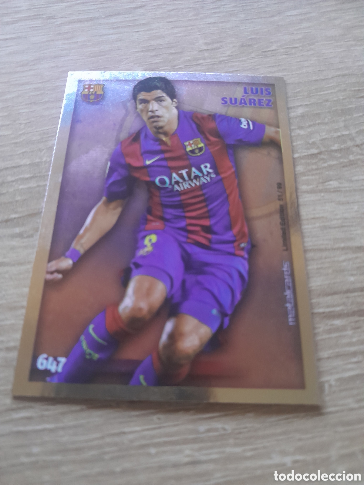 Cromos de f&uacute;tbol: 647 luis suarez (Brillo Liso) - barcelona 2014 2015 - Mundicromo Liga metalCard 2014-15 metalcards