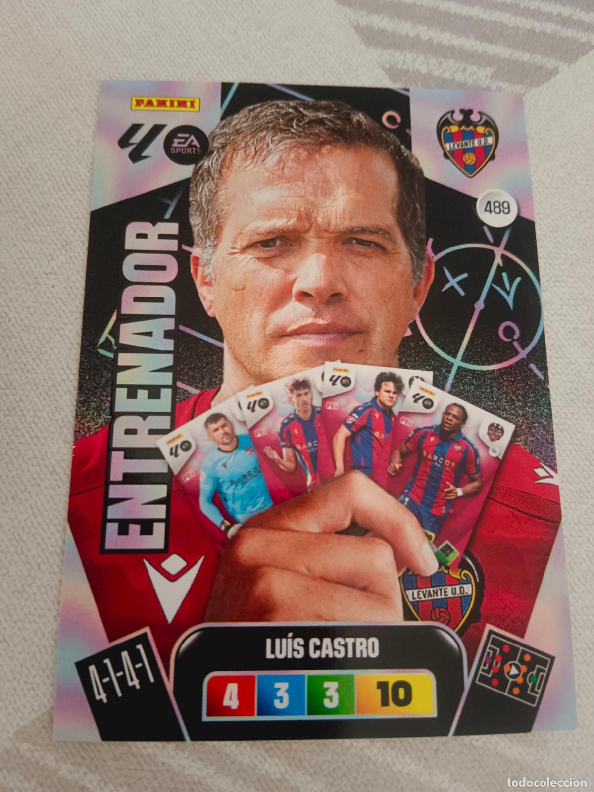 Cromos de f&uacute;tbol: ADRENALYN XL 2025 2026 25 26 DREAM BOX ENTRENADOR 489 LUIS CASTRO LEVANTE TOTAL KINGS