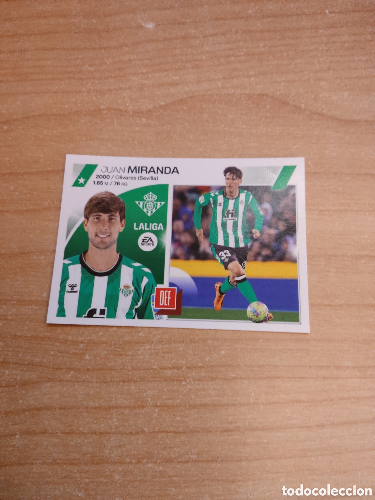 Cromos de f&uacute;tbol: 9 JUAN MIRANDA REAL BETIS LIGA ESTE 2023 2024