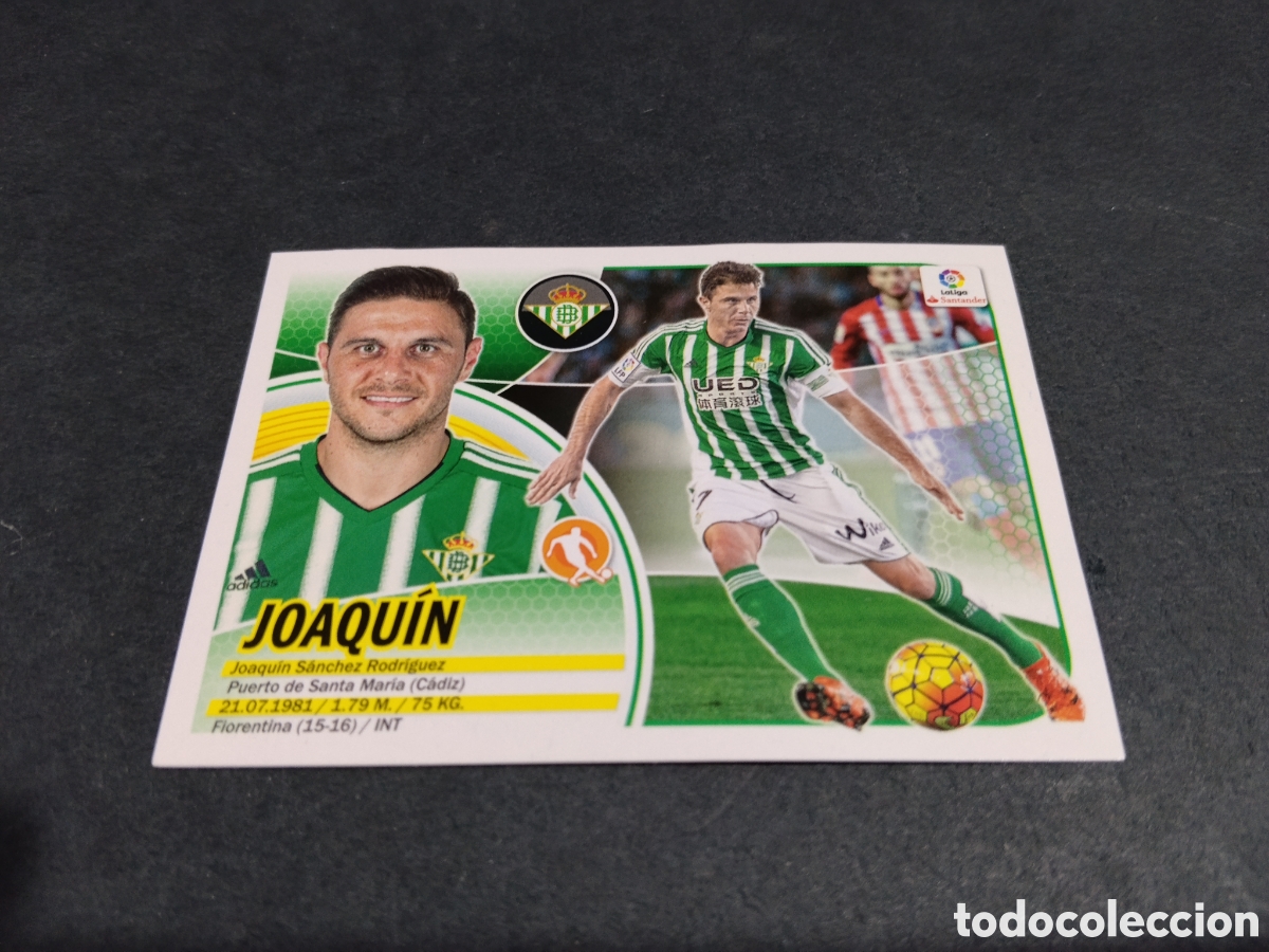 Cromos de f&uacute;tbol: Cromo futbol 2016-17 Joaqu&iacute;n, Real Betis