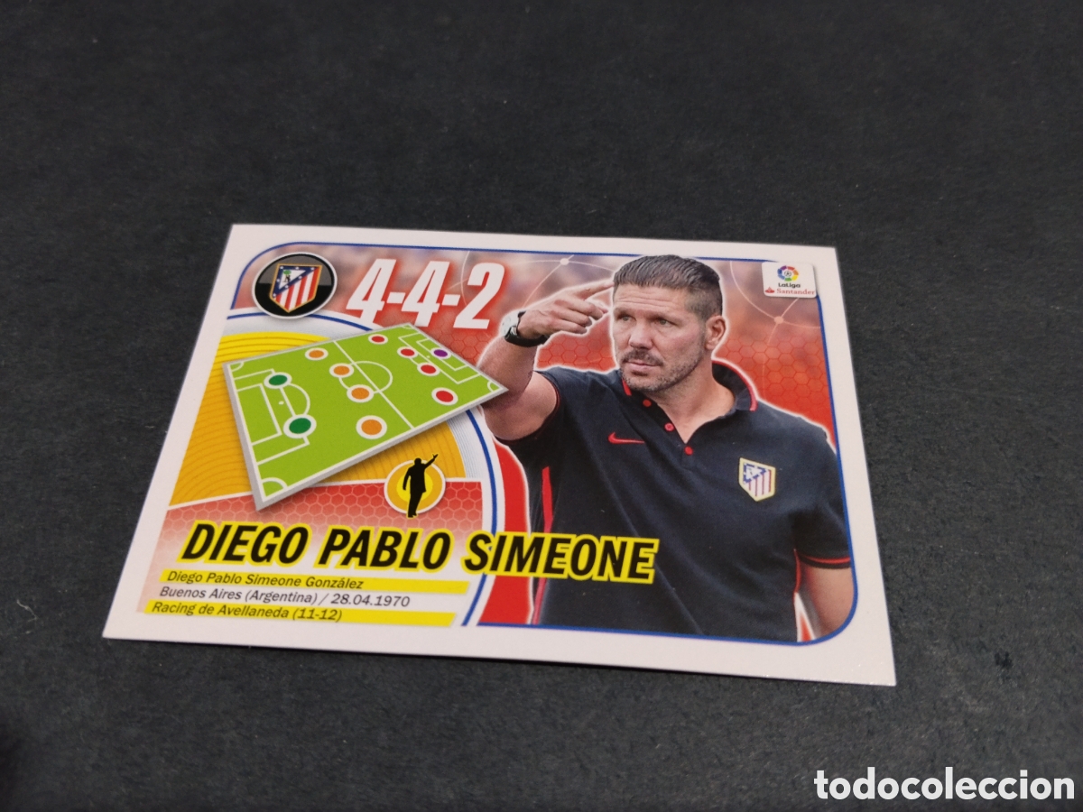 Cromos de f&uacute;tbol: Cromo futbol 2016-17 Simeone, Atl&eacute;tico de Madrid