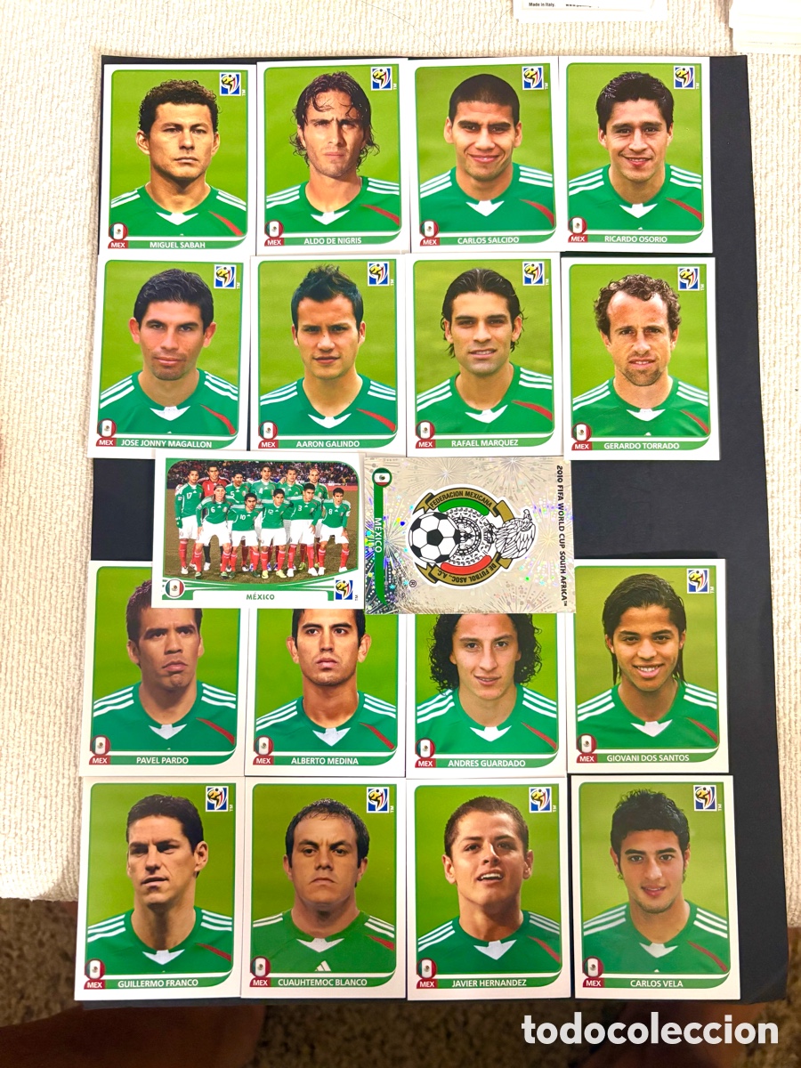 Cromos de Futebol: LOTE 2010 M&Eacute;XICO 18 CROMOS MUNDIAL SUD&Aacute;FRICA NUNCA PEGADOS - chicharito , vela , marque..