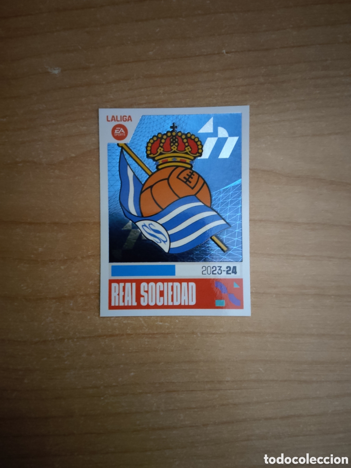 Cromos de f&uacute;tbol: 1 ESCUDO REAL SOCIEDAD LIGA ESTE 2023 2024