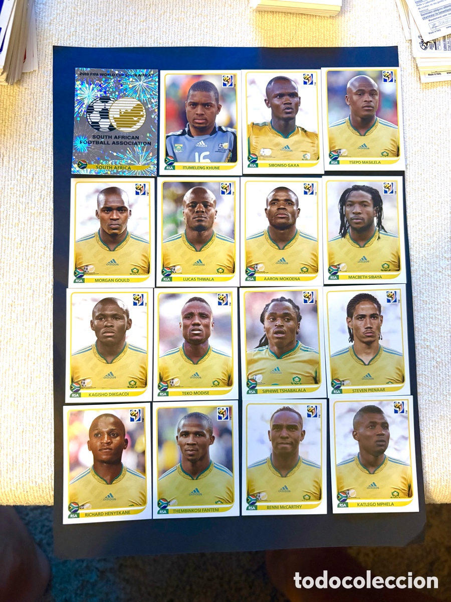 Cromos de Futebol: LOTE 2010 16 CROMOS SUDAFRICA MUNDIAL SUD&Aacute;FRICA NUNCA PEGADOS , escudo etc
