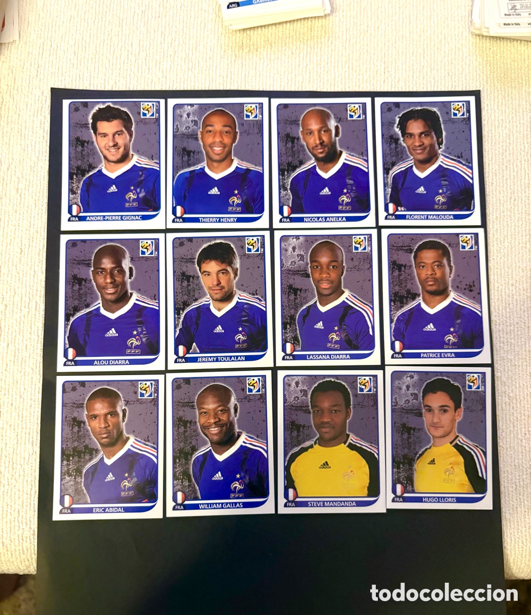 Cromos de Futebol: LOTE 2010 12 CROMOS FRANCIA MUNDIAL SUD&Aacute;FRICA NUNCA PEGADOS - henry , anelka