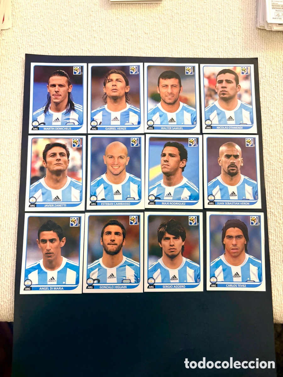 Cromos de f&uacute;tbol: LOTE 2010 SELECCI&Oacute;N ARGENTINA 12 CARTAS MUNDIAL SUD&Aacute;FRICA NUNCA PEGADOS - di Mar&iacute;a , aguero , tevez