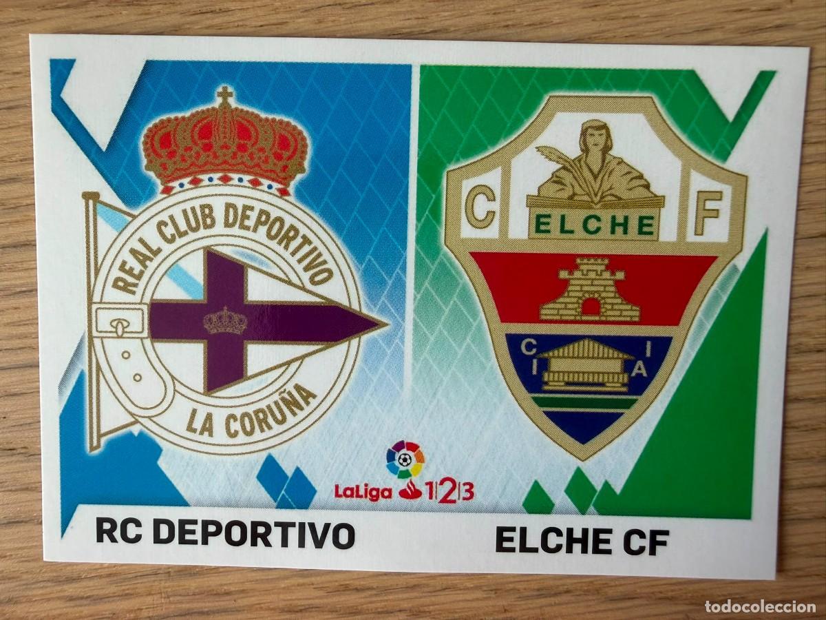 Cromos de f&uacute;tbol: 3 ESCUDO DEPORTIVO CORU&Ntilde;A ELCHE 19 20 2019 2020 LIGA SANTANDER 123 COLECCIONES ESTE SIN PEGAR STICKE