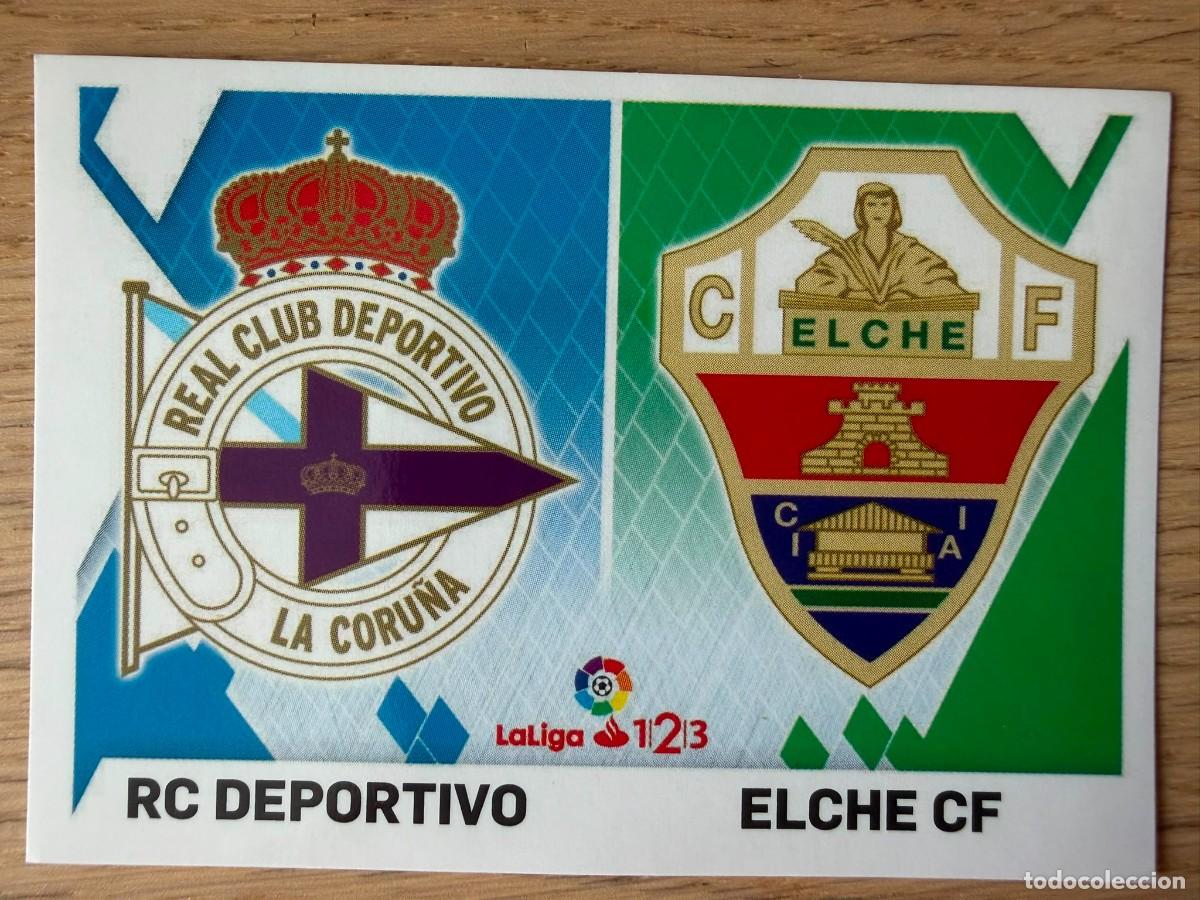 Cromos de f&uacute;tbol: 3 ESCUDO DEPORTIVO CORU&Ntilde;A ELCHE 19 20 2019 2020 LIGA SANTANDER 123 COLECCIONES ESTE SIN PEGAR STICKE