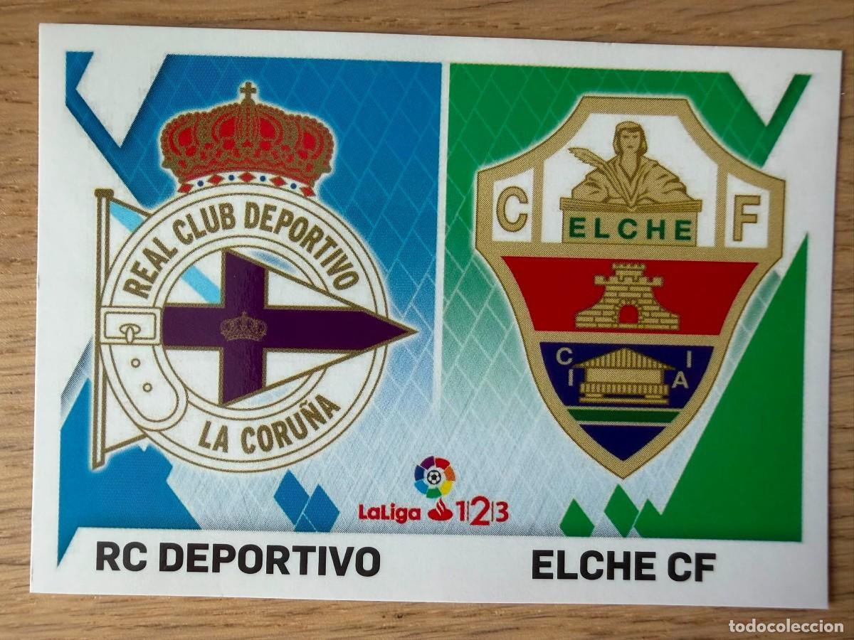 Cromos de f&uacute;tbol: 3 ESCUDO DEPORTIVO CORU&Ntilde;A ELCHE 19 20 2019 2020 LIGA SANTANDER 123 COLECCIONES ESTE SIN PEGAR STICKE