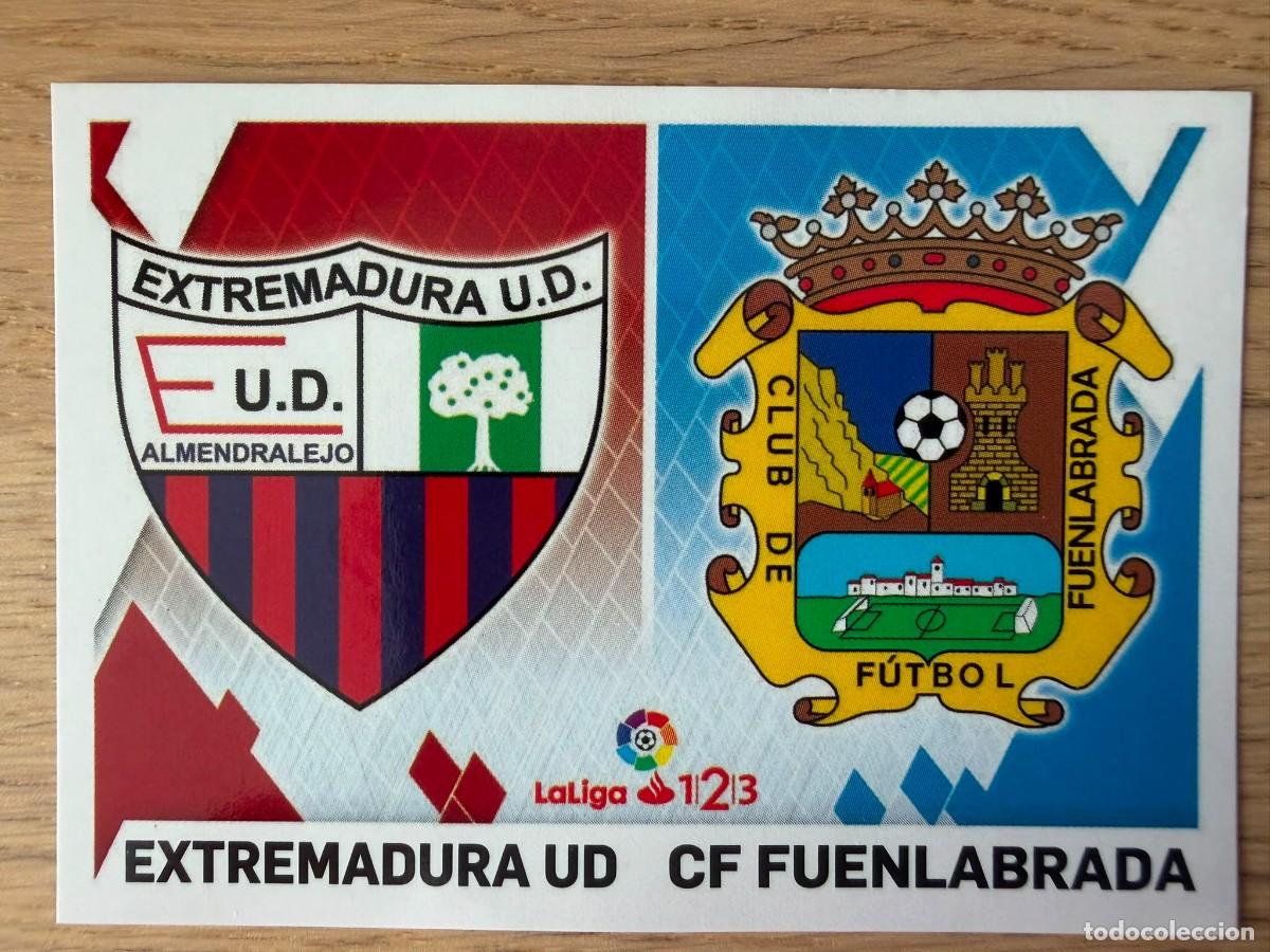Cromos de f&uacute;tbol: 4 ESCUDO EXTREMADURA FUENLABRADA 19 20 2019 2020 LIGA SANTANDER 123 COLECCIONES ESTE SIN PEGAR