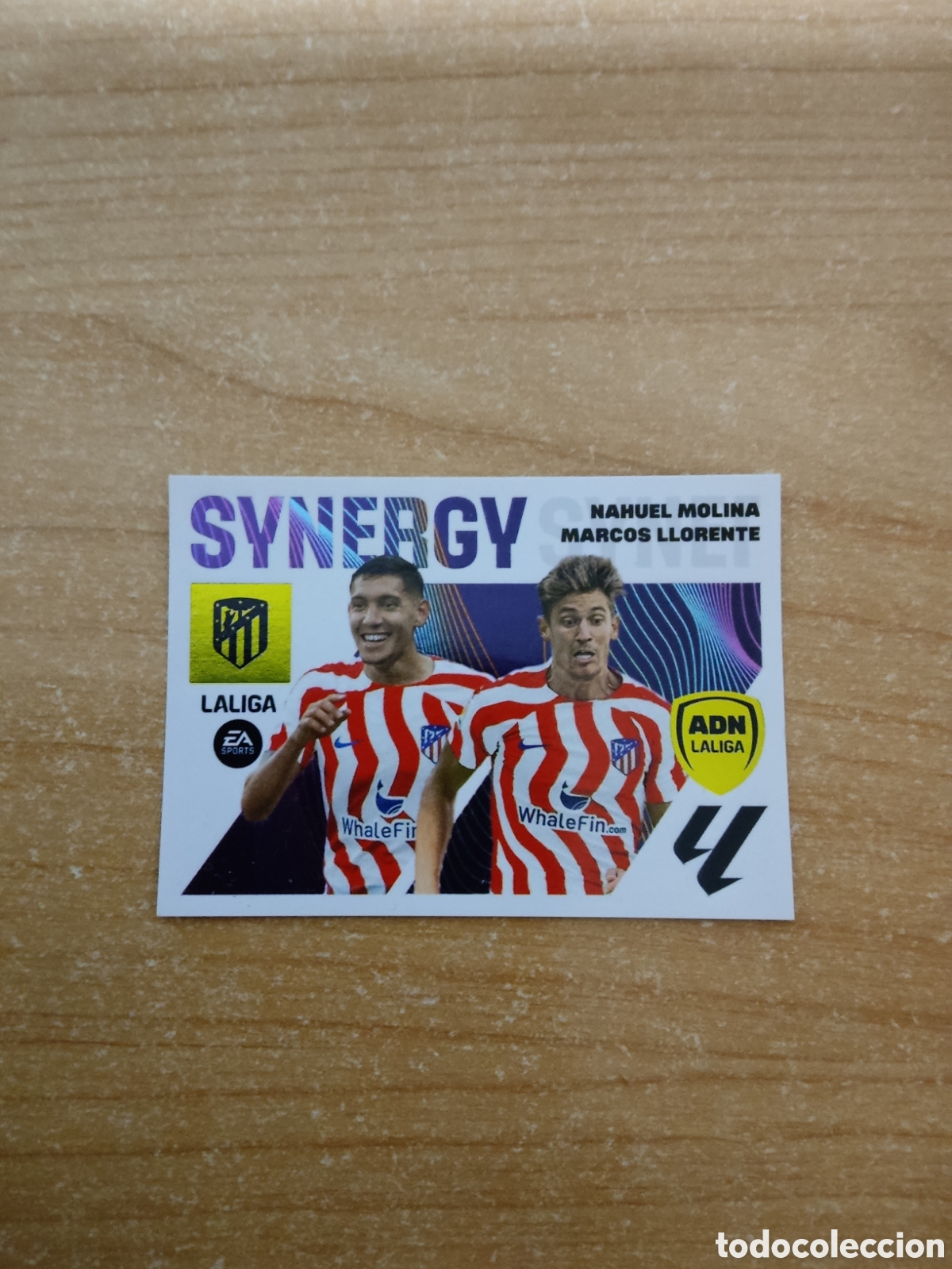 Cromos de f&uacute;tbol: 1 NAHUEL MOLINA Y MARCOS LLORENTE ATLETICO MADRID ADN SYNERGY LIGA ESTE 2023 2024