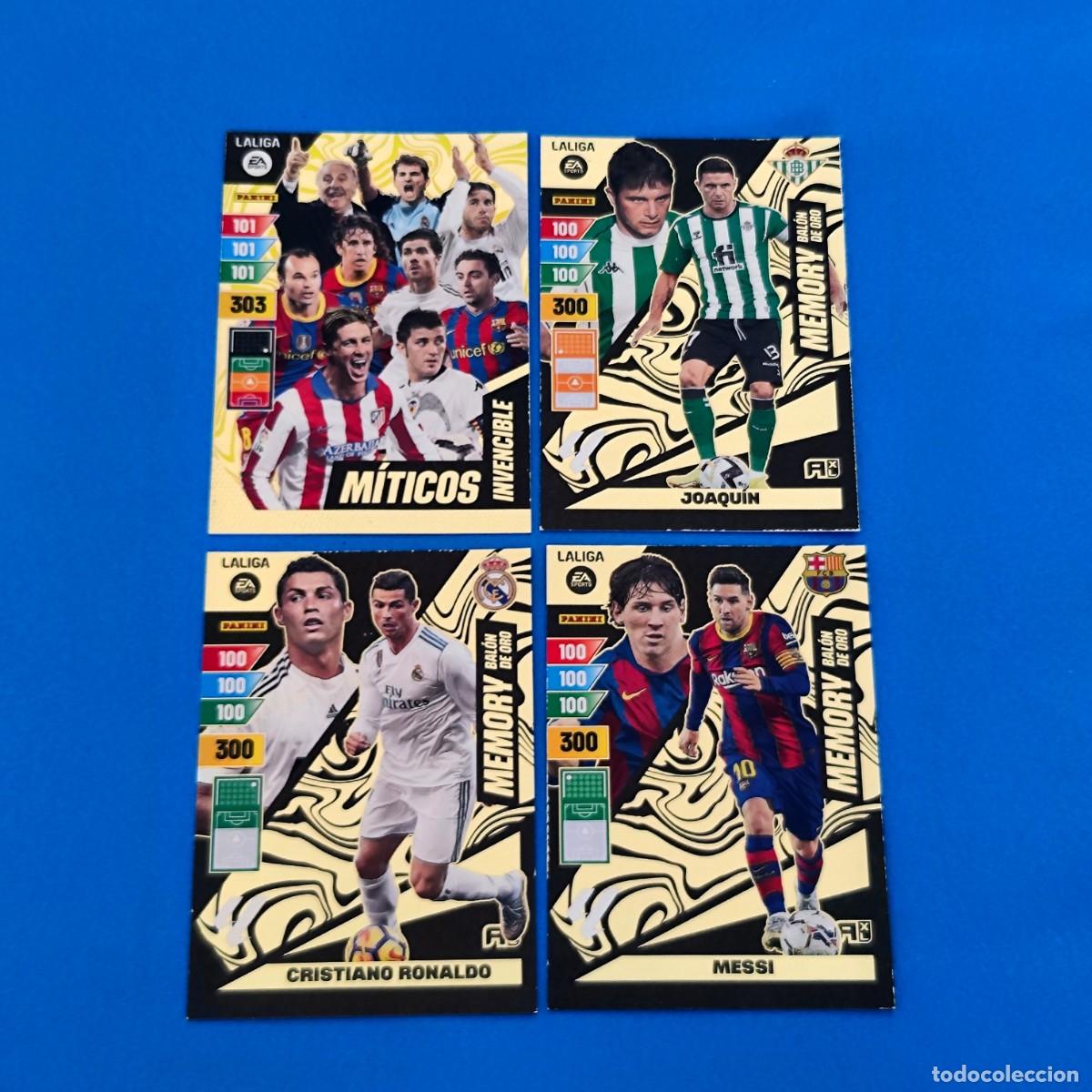 Cromos de f&uacute;tbol: Adrenalyn 2023 2024 / 23 24 M&iacute;ticos Invencible Joaqu&iacute;n Cristiano Ronaldo Messi Memory Bal&oacute;n de Oro