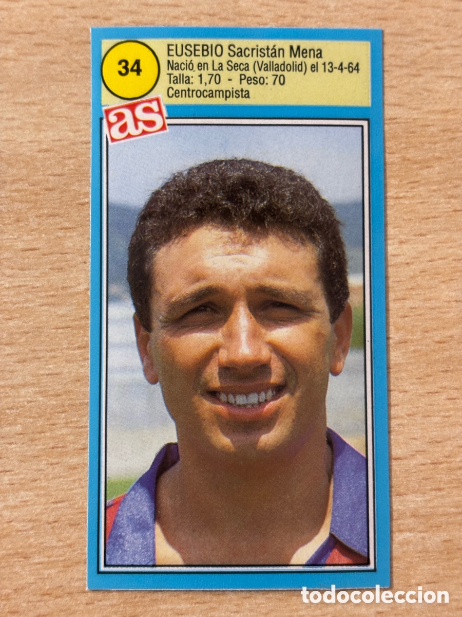 Cromos de f&uacute;tbol: # 34 Eusebio FC Barcelona Ases de la liga 90 91 sin pegar