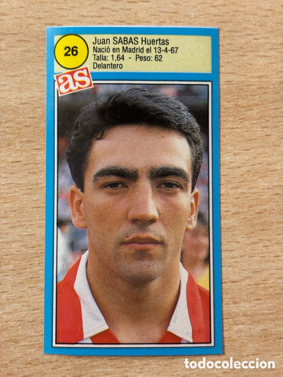 Cromos de f&uacute;tbol: # 26 Sabas Atl&eacute;tico de Madrid Ases de la liga 90 91 sin pegar